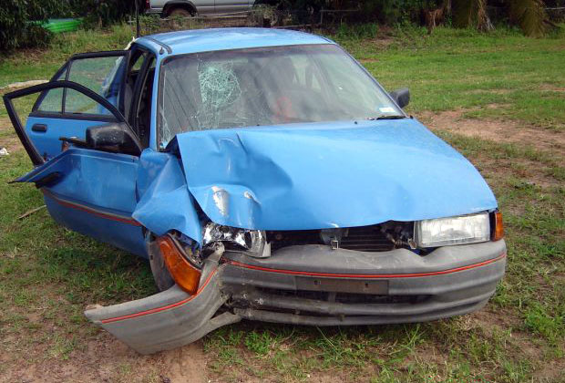 Image of vehicle with extensive body damage