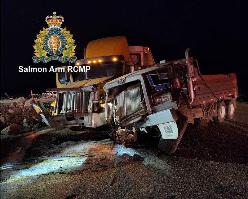 Collision on Trans Canada Hwy on May 7 between dump truck and tractor trailer