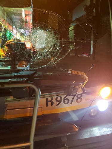 photo of damage to bus