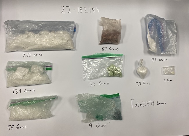Seized illicit drugs in bags