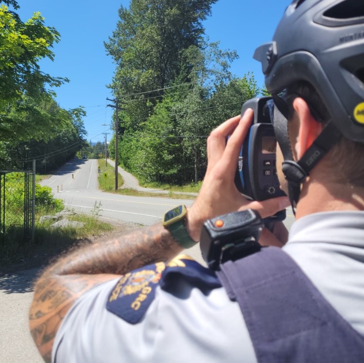 RCMP officer doing radar speed enforcement