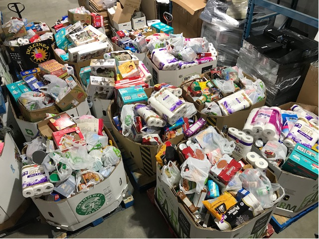 Photo of the food donations collected together at the 2022 Cram-A-Cruiser